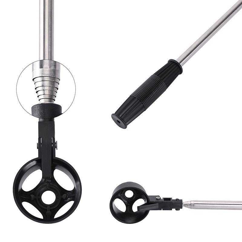 Pocket Golf Ball Retriever close-ups of the telescoping shaft, grip and ball cup