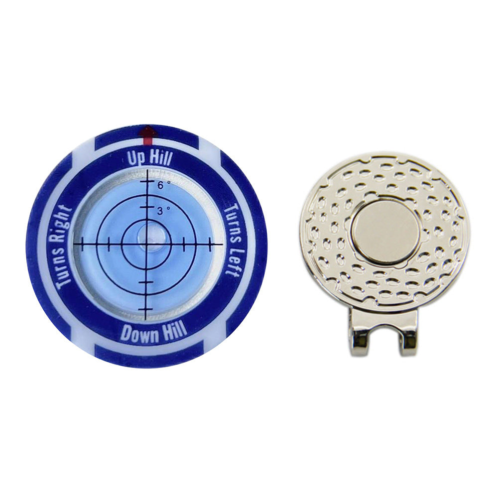 Slope Reader Hat Clip Ball Marker, blue shell with blue level and magnetic hat clip