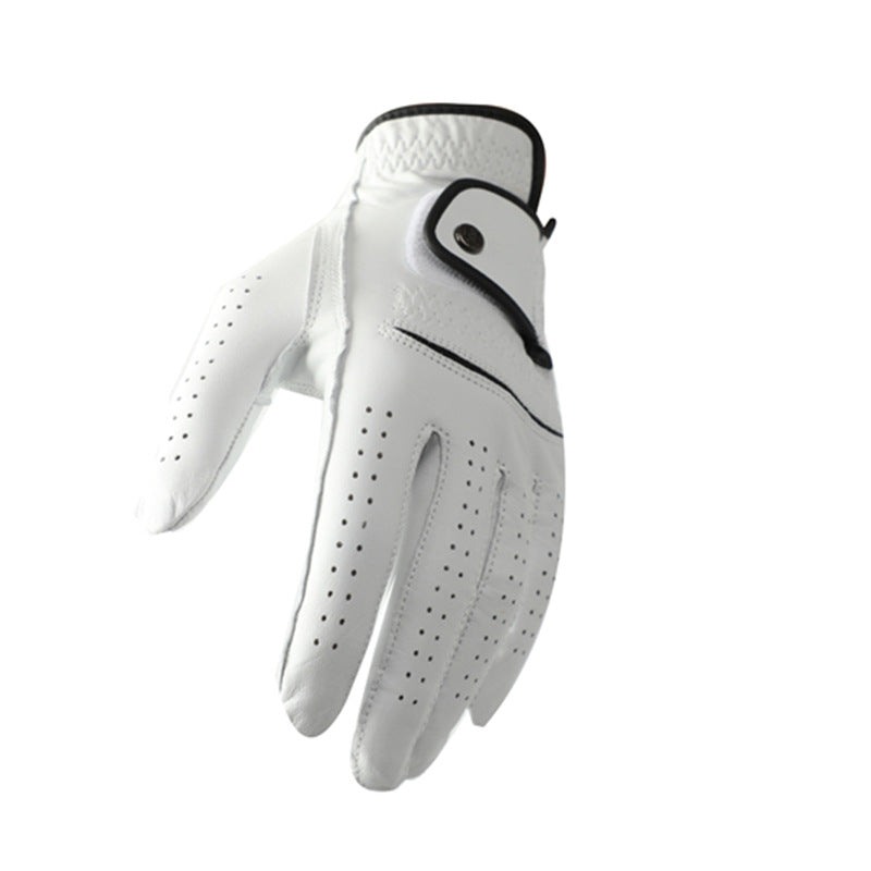 Men's Breathable Golf Glove with perforated fingers, angled view