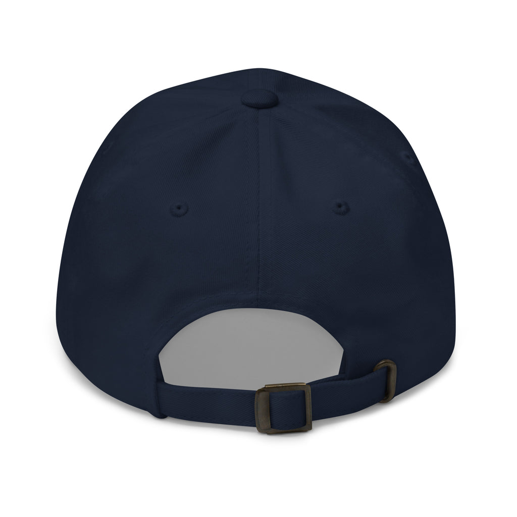 Herman Dad Hat in Navy, low-profile golf cap with embroidered Herman Hackit wordmark, back view