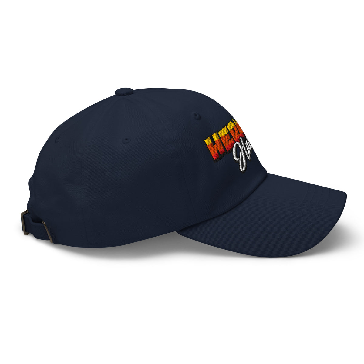 Herman Dad Hat in Navy, low-profile golf cap with embroidered Herman Hackit wordmark, right side view