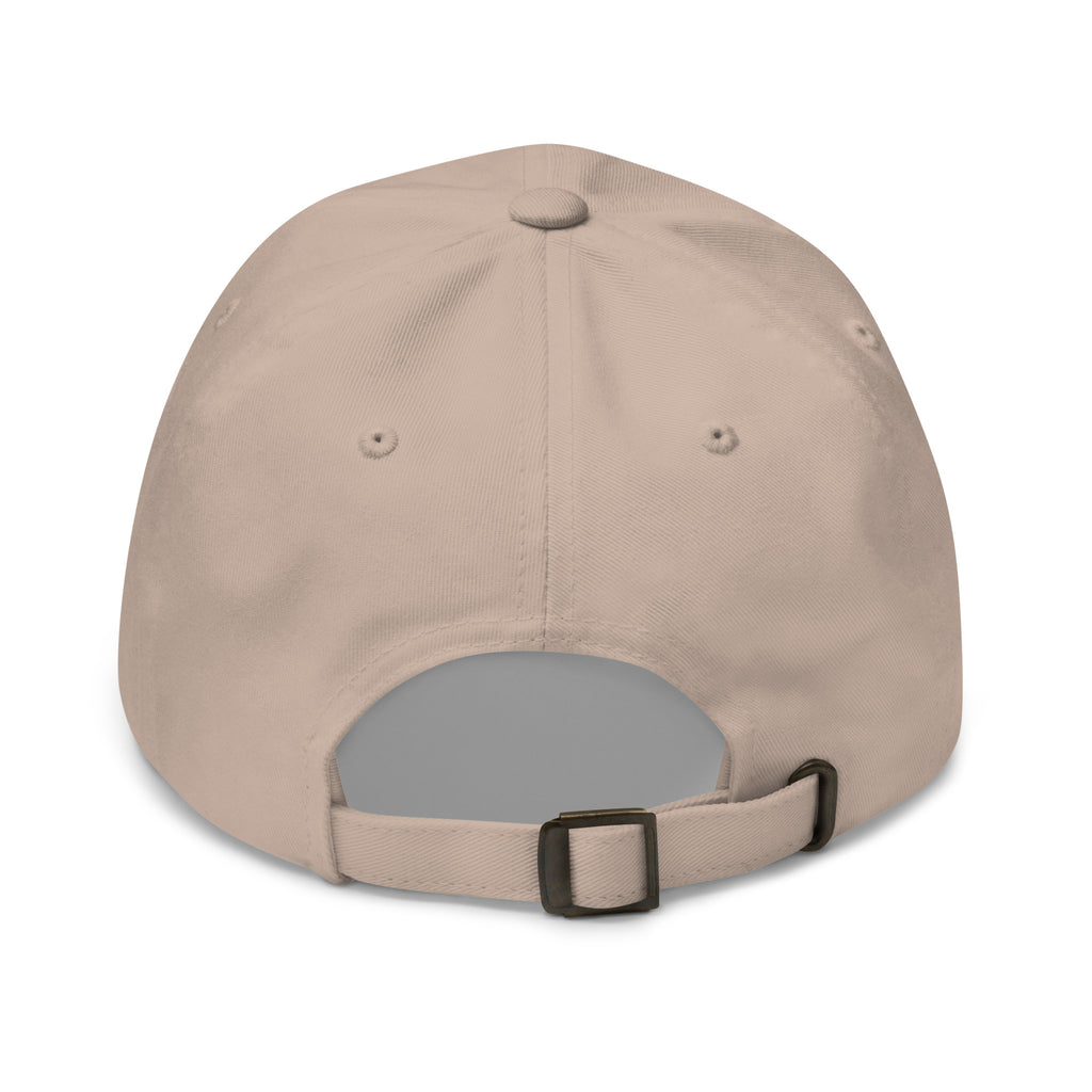 Herman Dad Hat in Stone, low-profile golf cap with embroidered Herman Hackit wordmark, back view