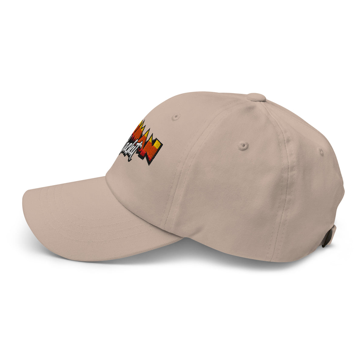 Herman Dad Hat in Stone, low-profile golf cap with embroidered Herman Hackit wordmark, left side view