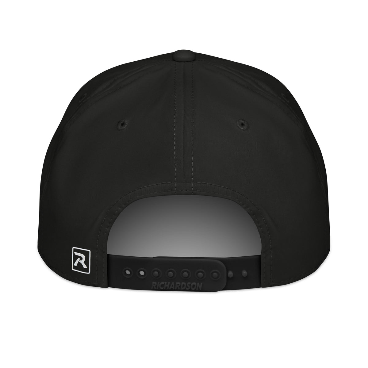 Out of the Weeds Rope Hat in Black with white rope and embroidered Herman Hackit wordmark, back view