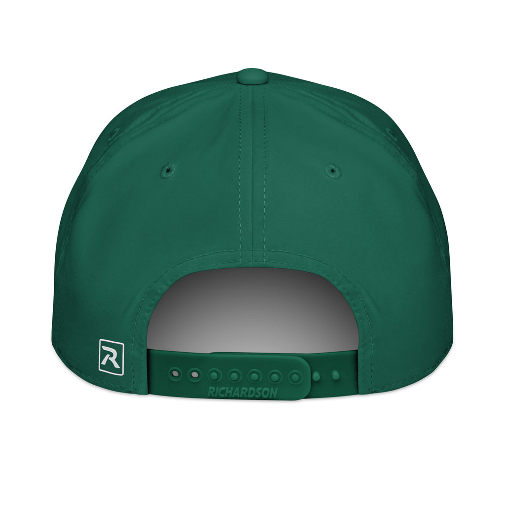 Out of the Weeds Rope Hat in Kelly Green with white rope and embroidered Herman Hackit wordmark, back view
