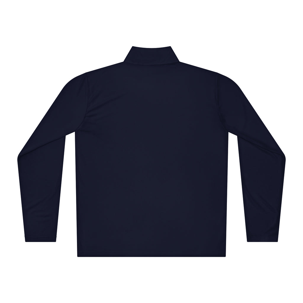 Herman Quarter-Zip golf pullover in True Navy, back view