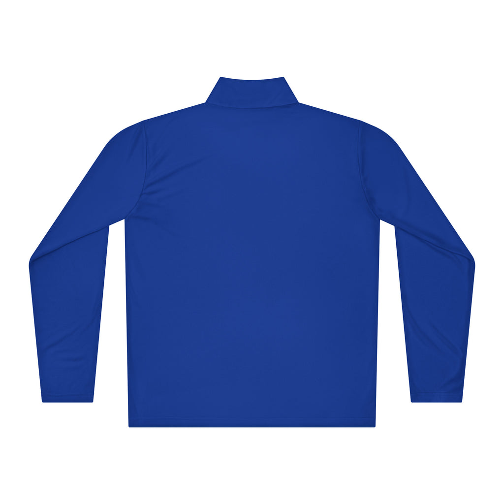 Herman Quarter-Zip golf pullover in True Royal, back view
