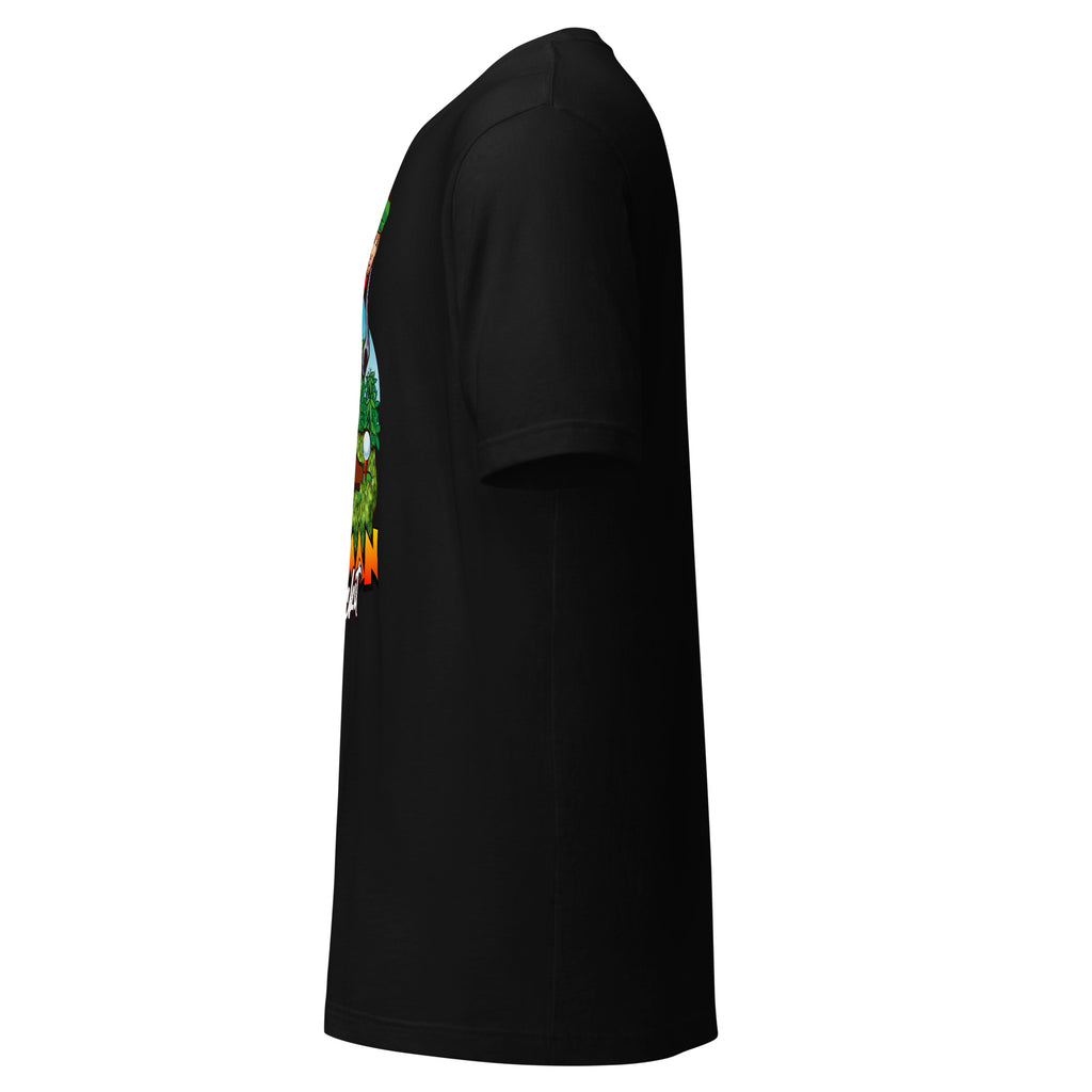 Herman Tee in Black, funny golf t-shirt, left side view