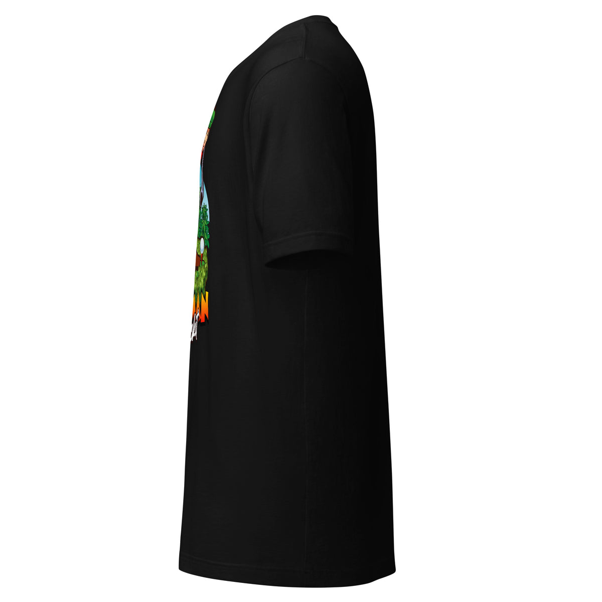 Herman Tee in Black, funny golf t-shirt, left side view