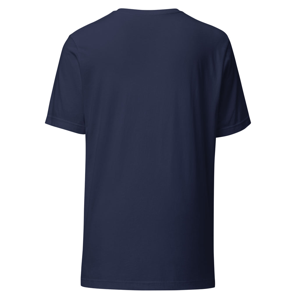Herman Tee in Navy, funny golf t-shirt, back view