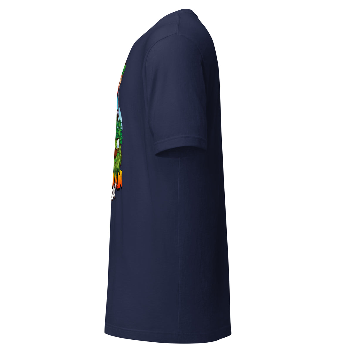 Herman Tee in Navy, funny golf t-shirt, left side view